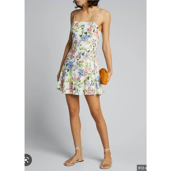 Alice &‎ Olivia Trixie Mini Dress Ivory Floral Sleeveless Sz 12 - Picture 1 of 11